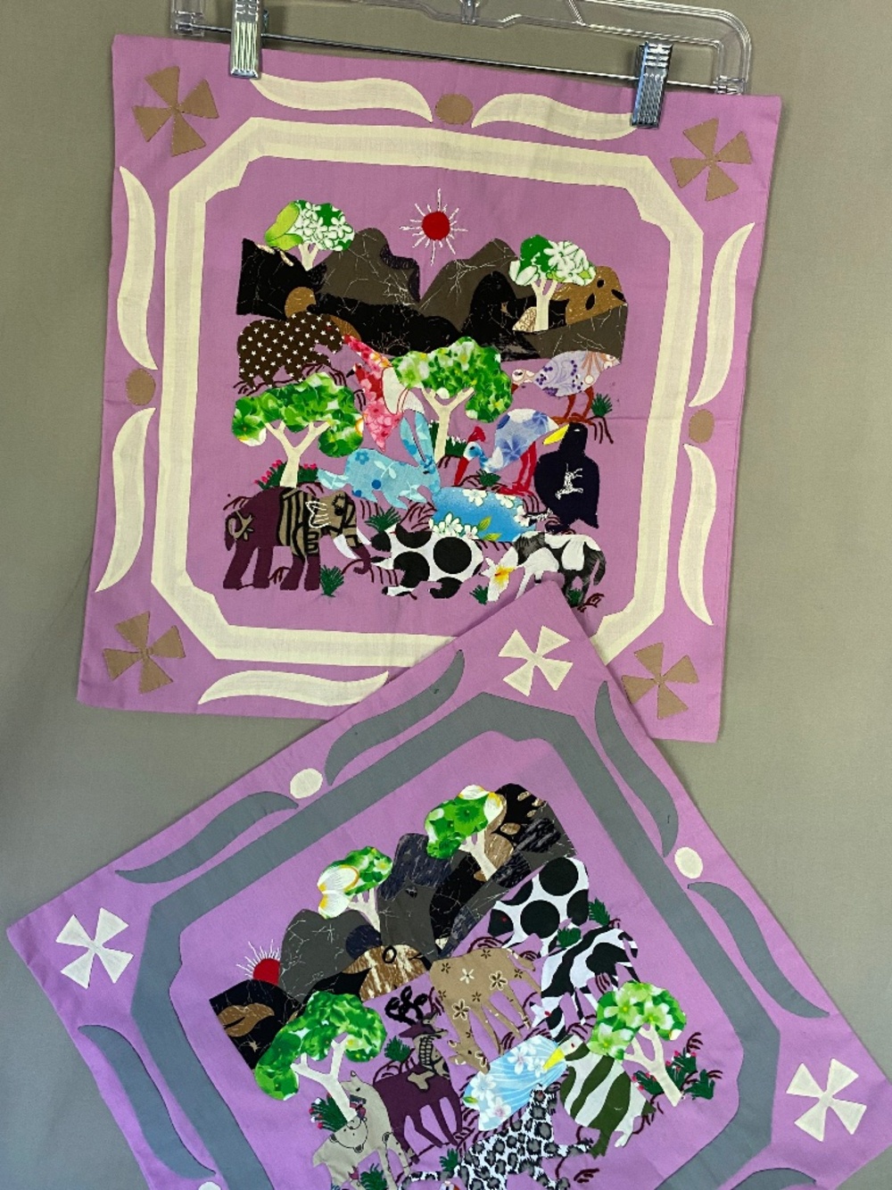 Unique quilt-style pillow cases with animal decorations for a child's room (New)